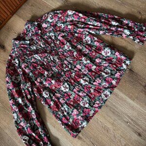 J.Crew Liberty Scalloped Sleeve Art Poppy Amelie Floral Sleeve Top Size M‎